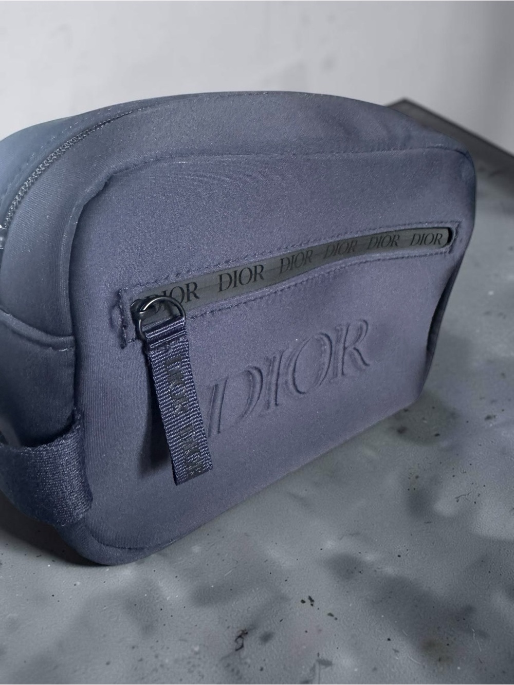 Dior Navy Embossed Logo Cosmetic/Toiletry Bag NIB